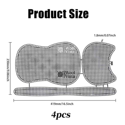 Plastic mesh sheet size chart for saddle bag pieces, 41.9 cm x 23 cm, 1.8 mm thick